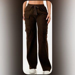 🆕Dark Brown Cargo Corduroy Pants -Wide Straight Leg